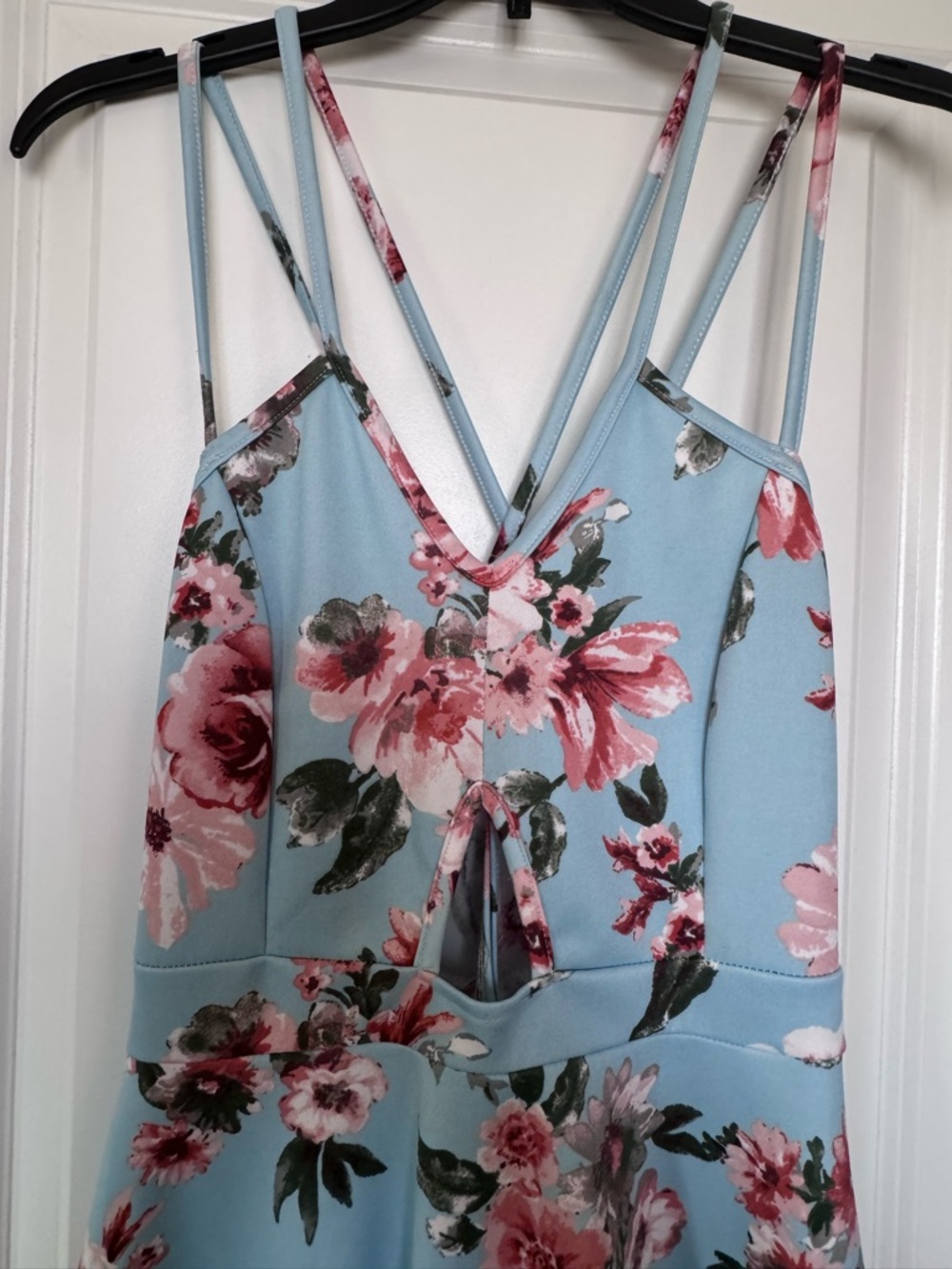 Charlotte Russe Light Blue Floral Spaghetti Strap Dress - Picture 3 of 7